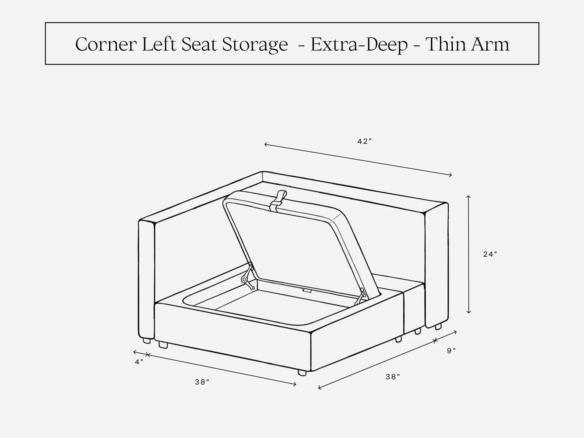 Corner Left Seat (Storage & Thin Arm) - Image 3