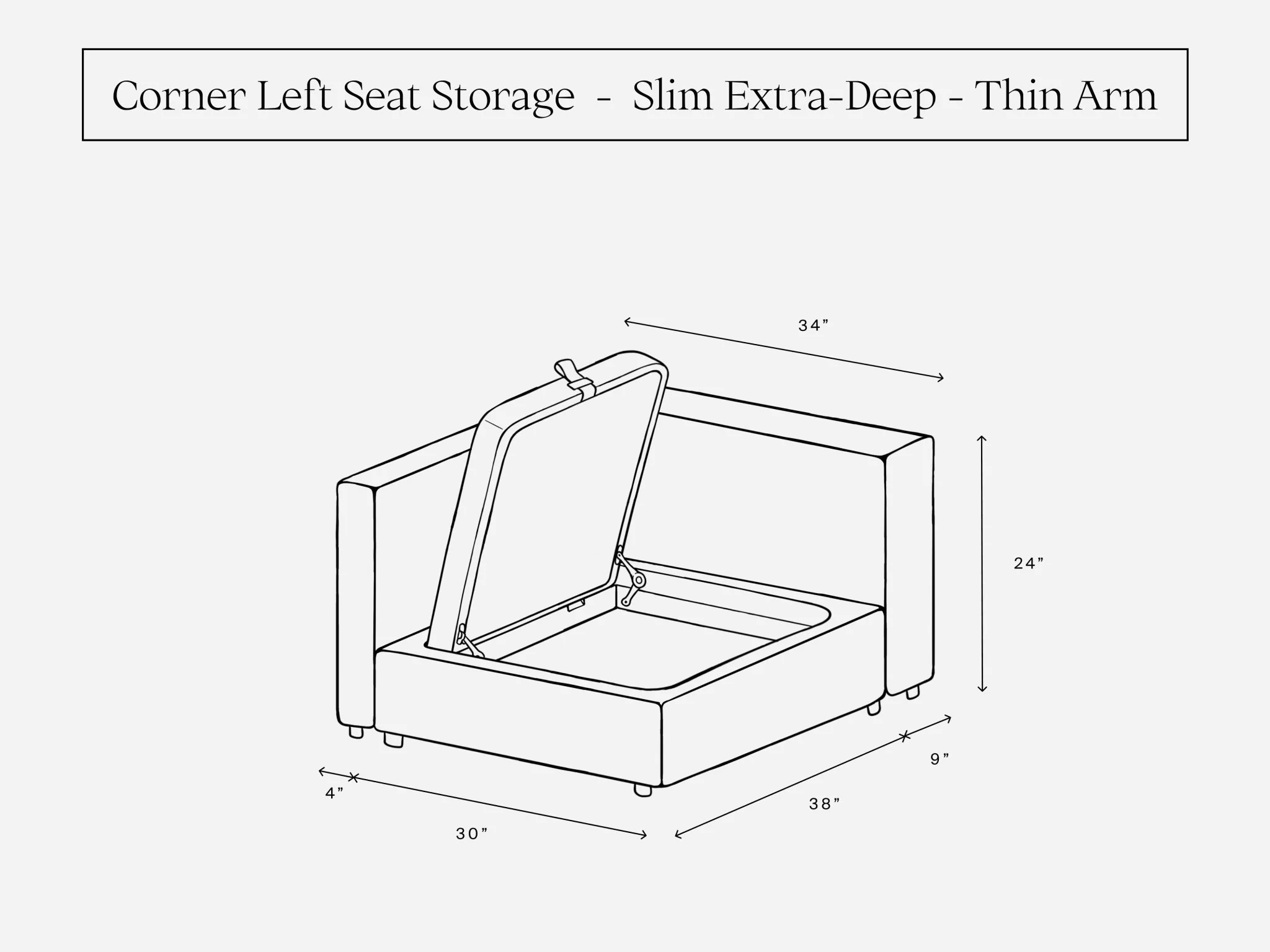 Corner Left Seat (Storage & Thin Arm) - Image 4